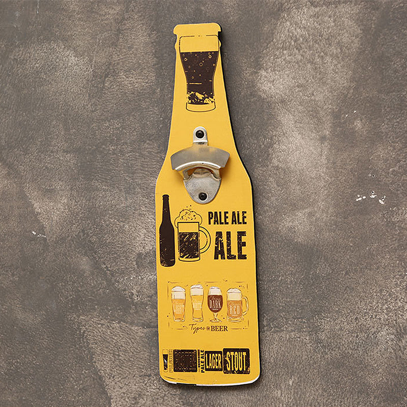 Wall-Mounted Vintage Bottle Opener with Custom Wood Sign