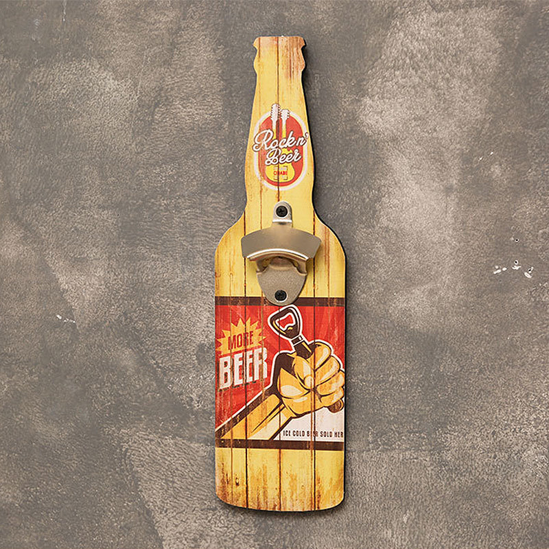 Wall-Mounted Vintage Bottle Opener with Custom Wood Sign
