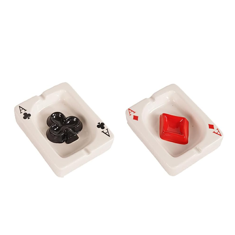 Creative Poker Ceramic Ashtray Set