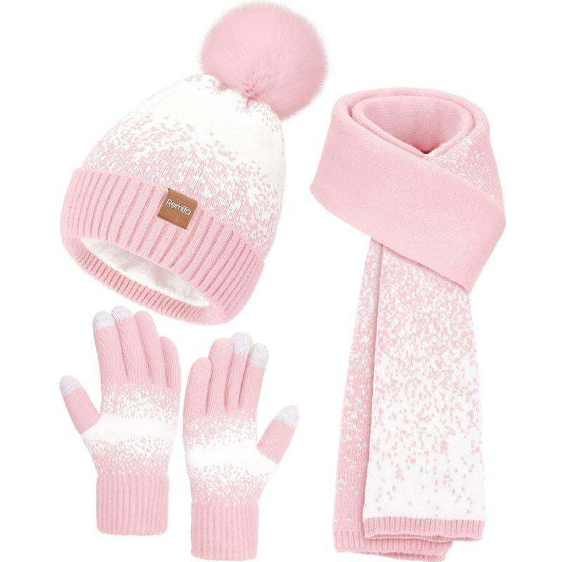 Winter Hat Scarf Touchscreen Gloves Set