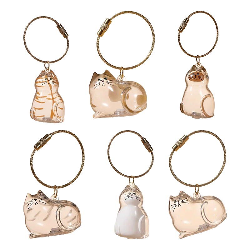 Cat Fur Keepsake Keychain – Transparent Memory Pendant for Pet Hair Storage