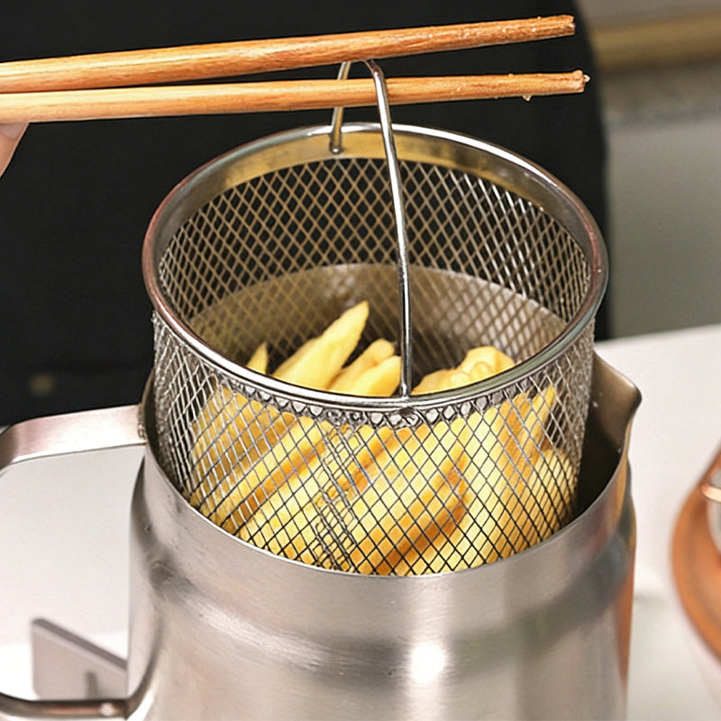 2.0L Premium SUS304 Stainless Steel Oil Filter Pot & Deep Fryer
