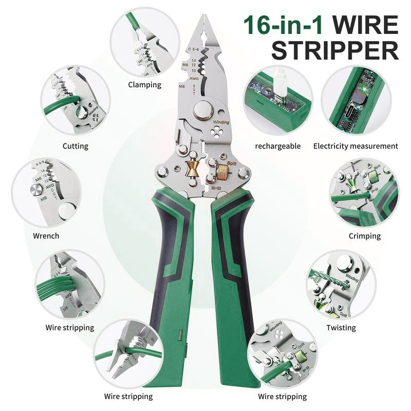 16-in-1 Folding Electric Tester Wire Stripper