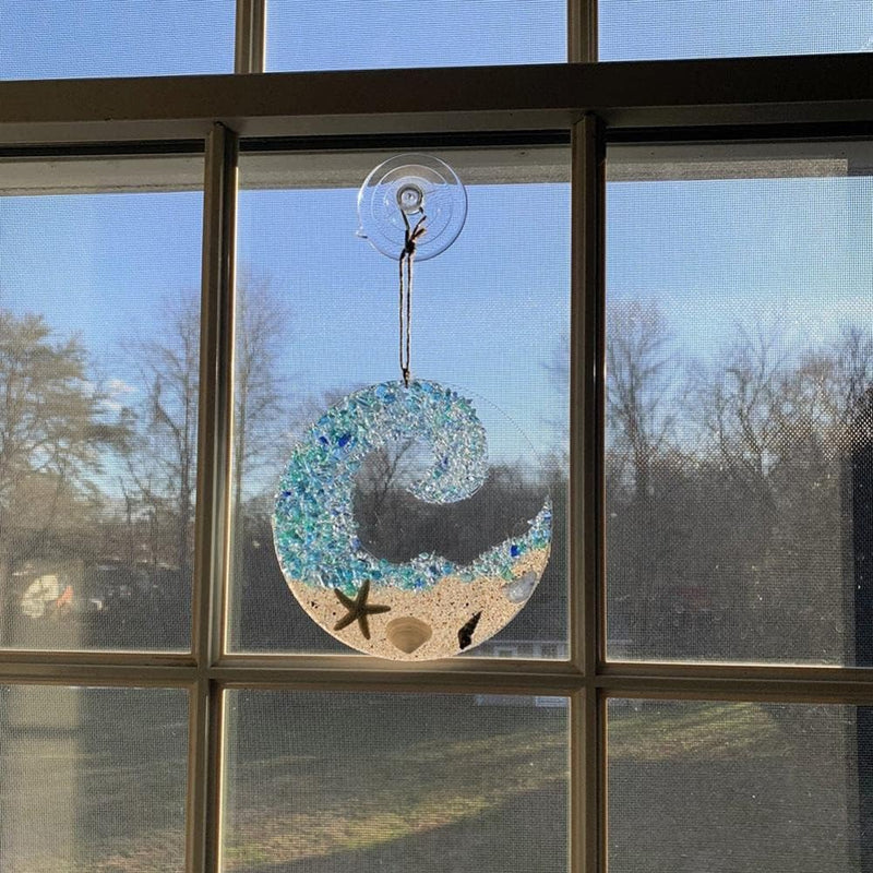 Havsglas suncatcher - Ocean kraschar våg strand prydnad