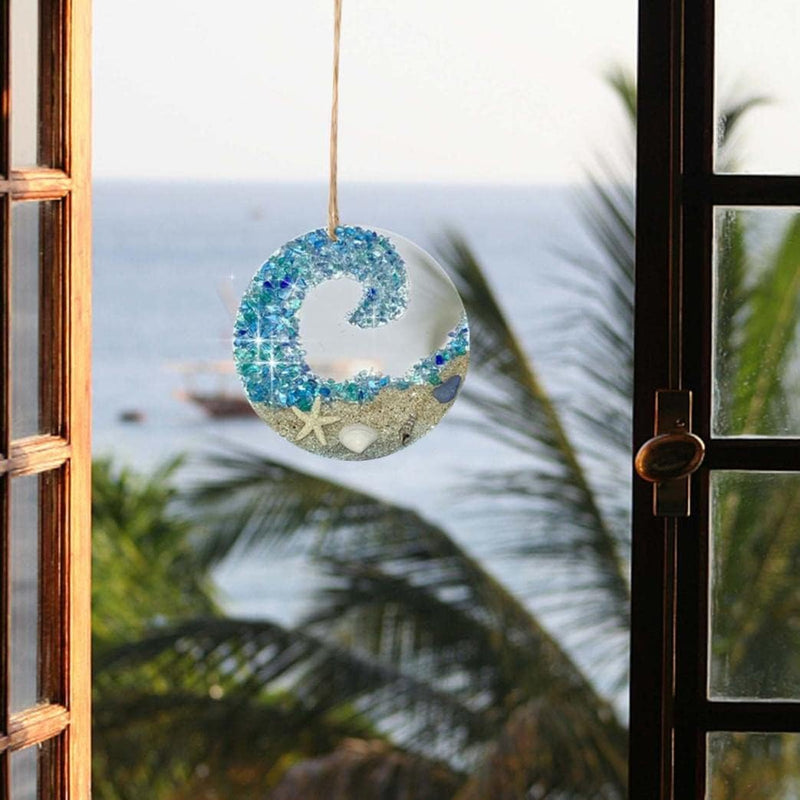 Havsglas suncatcher - Ocean kraschar våg strand prydnad