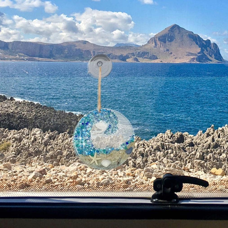 Havsglas suncatcher - Ocean kraschar våg strand prydnad