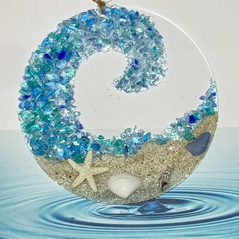 Havsglas suncatcher - Ocean kraschar våg strand prydnad