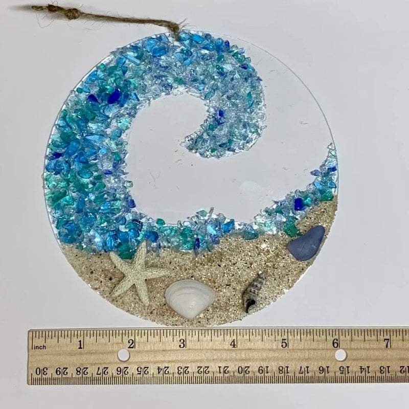 Havsglas suncatcher - Ocean kraschar våg strand prydnad